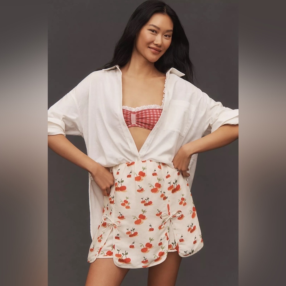 NWT! Farm Rio x Anthropologie Cherry Linen Blend Skort - Size Medium⏰